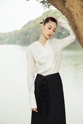 White Bishop Sleeve Longsleeve Blouse